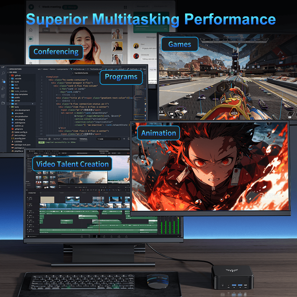 ACEMAGIC Mini PC AMD Ryzen 7 - 16GB RAM, 512GB SSD, Triple 4K Display Gaming Desktop