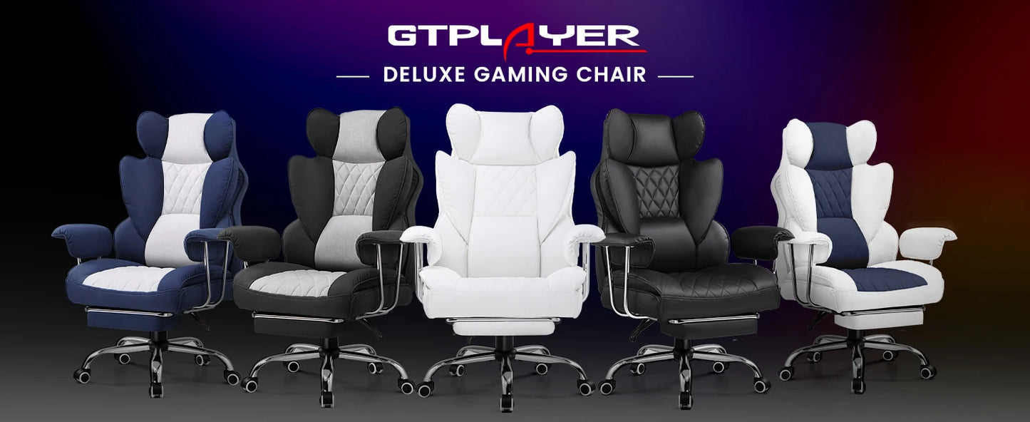 GTPLAYER Gaming Chair, Executive Office Desk Chair Ergonomic Computer Chair with Footrest Heavy Duty High Back Lumbar Support