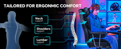 GTPLAYER Gaming Chair, Executive Office Desk Chair Ergonomic Computer Chair with Footrest Heavy Duty High Back Lumbar Support