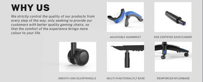 Ergonomic  Gaming Chair with Footrest Gamer Chairs Ergonomic with Lumbar Cushion Gaming Chair Height Adjustable Computer Chair