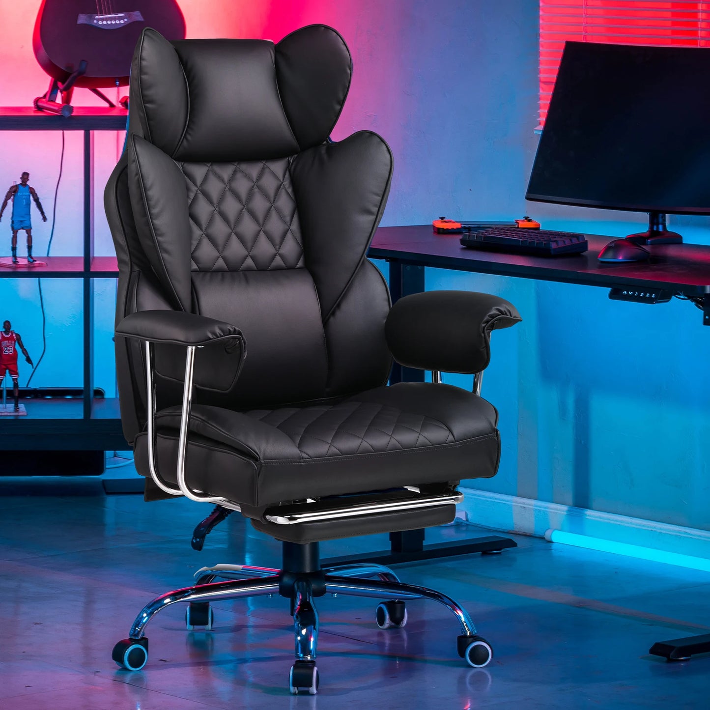 GTPLAYER Gaming Chair, Executive Office Desk Chair Ergonomic Computer Chair with Footrest Heavy Duty High Back Lumbar Support