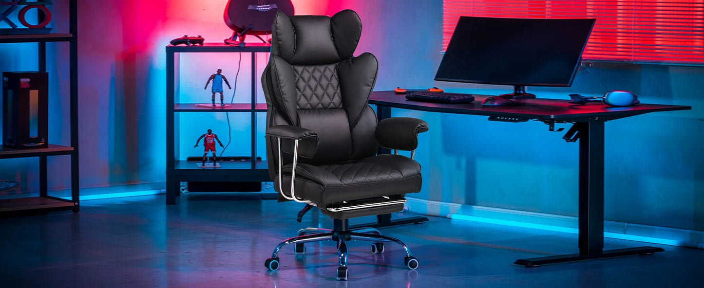 GTPLAYER Gaming Chair, Executive Office Desk Chair Ergonomic Computer Chair with Footrest Heavy Duty High Back Lumbar Support