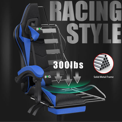 Ergonomic  Gaming Chair with Footrest Gamer Chairs Ergonomic with Lumbar Cushion Gaming Chair Height Adjustable Computer Chair