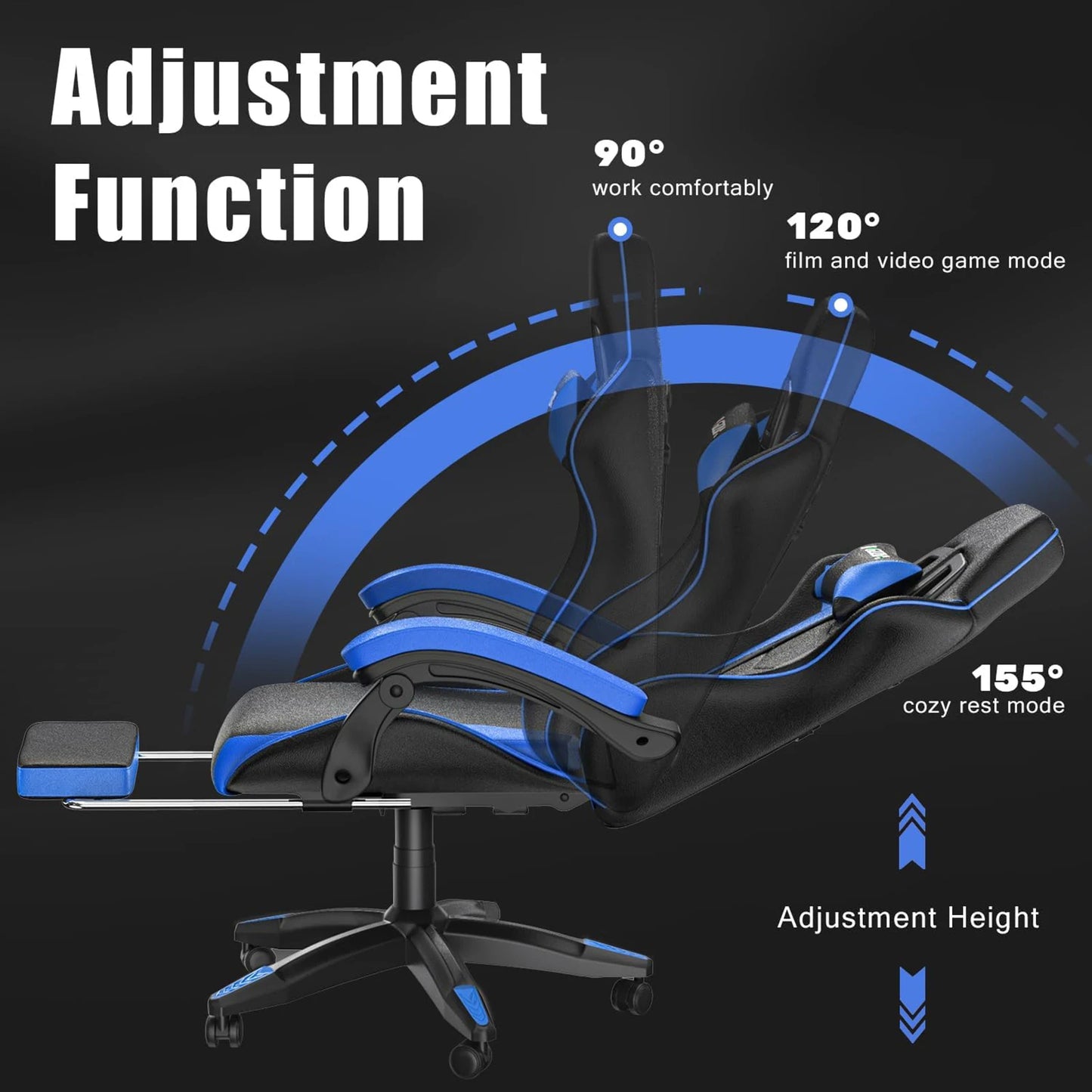 Ergonomic  Gaming Chair with Footrest Gamer Chairs Ergonomic with Lumbar Cushion Gaming Chair Height Adjustable Computer Chair