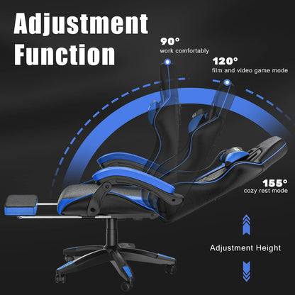 Ergonomic  Gaming Chair with Footrest Gamer Chairs Ergonomic with Lumbar Cushion Gaming Chair Height Adjustable Computer Chair