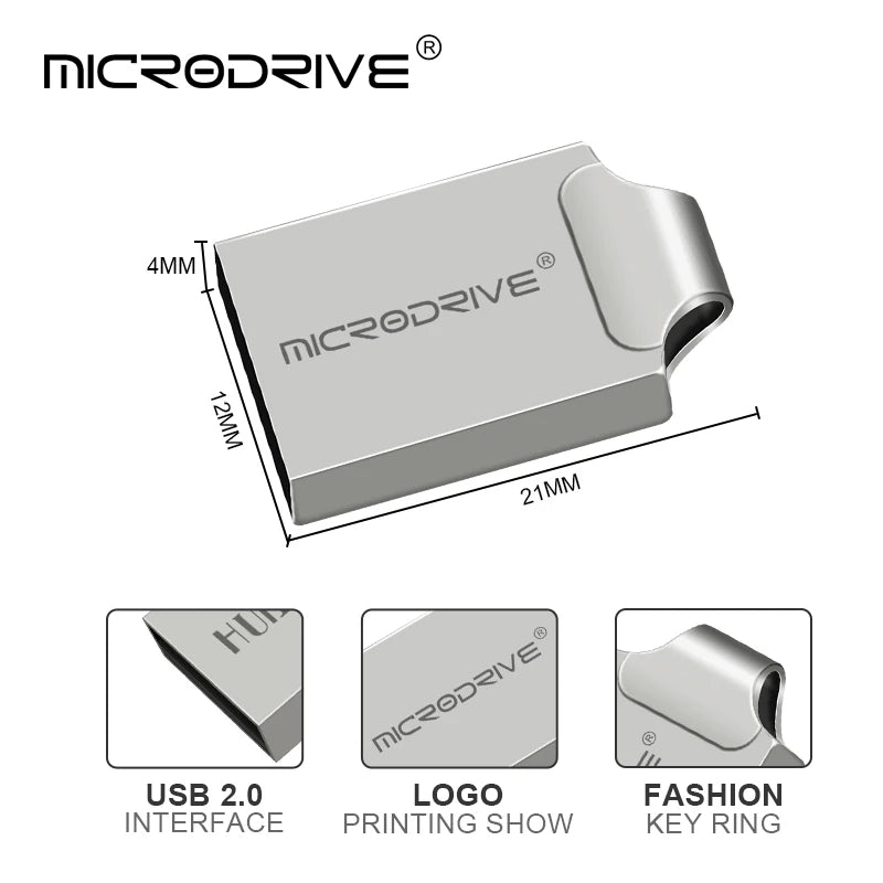 'Microdrive Series' Super Mini Metal USB2.0 Flash Drive 4gb-128gb