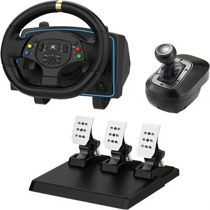 Racing Steering Wheel with Hall Effect Pedals For PC, PS5, Xbox
