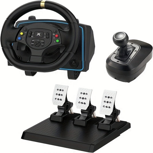 Racing Steering Wheel with Hall Effect Pedals For PC, PS5, Xbox